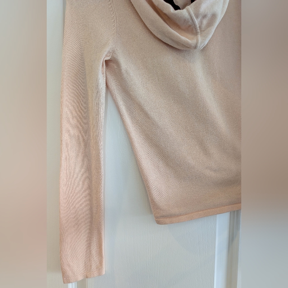 Anthropologie Moth Light Pink Contrast Stripes Hooded Button Up Cardigan Size S - Picture 13 of 13